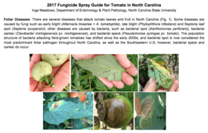 Cover photo for 2017 Fungicide Spray Guides for Tomato and Pepper in North Carolina